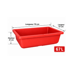 Jardinière rectangulaire terracotta sans trou 67L