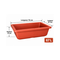 Jardinière rectangulaire terracotta 67L