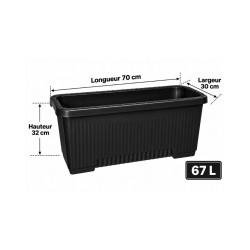 Jardinière rectangulaire noire 67 L – 70 cm