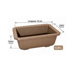 Pot bonsaï rectangulaire marron 0,25 L – 12 × 8,6 cm
