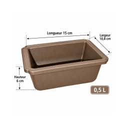 Pot bonsaï rectangulaire marron 0,5 L – 15 × 10,8 cm