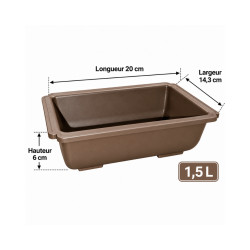 Pot bonsaï rectangulaire marron 1,5 L – 20 × 14,3 cm