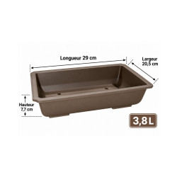 Pot bonsaï rectangulaire marron 3,8 L – 29 × 20,5 cm