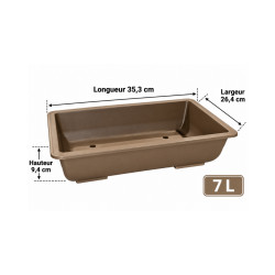 Pot bonsaï rectangulaire marron 7 L – 35,3 × 26,4 cm