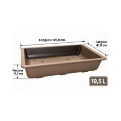 Pot bonsaï rectangulaire marron 19,5 L – 49,8 × 41,9 cm