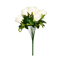 Bouquet 6 Roses Blanches Artificielles