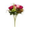 Bouquet de Roses Artificielles Mauve Foncé et Rose Clair