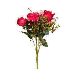 Bouquet de Roses Artificielles Rose Foncé et Rose Clair