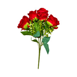 Bouquet de 7 Roses Rouges Artificielles
