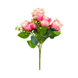 Bouquet de 7 Roses Rose Dégradé Artificielles