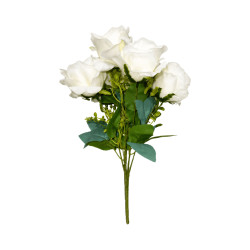 Bouquet de 7 Roses Blanches Artificielles