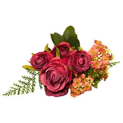 ME01 Bqt Rose moitié boutons Rouge