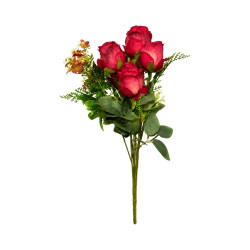 Bouquet Roses Rouges Artificielles 7 Fleurs