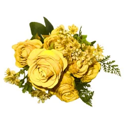 ME01 Bqt Rose moitié boutons Jaune