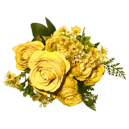 ME01 Bqt Rose moitié boutons Jaune