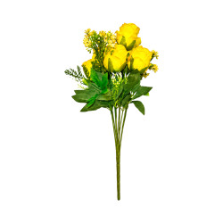 Bouquet Roses Jaunes Artificielles 7 Fleurs