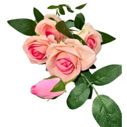 K8 Tige 4 Roses 1 bouton (Rose clair)