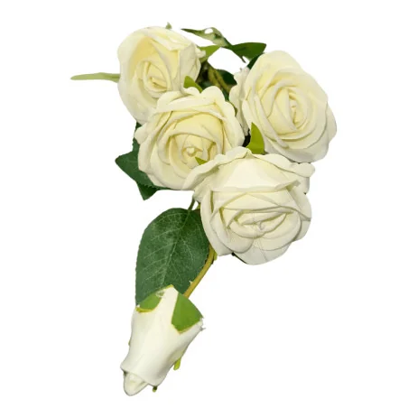 K8 Tige 4 Roses 1 bouton (Blanc)