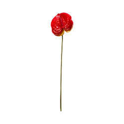 Tige d’Anthurium Artificiel – Rouge Tacheté Marron