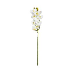 Cymbidium artificiel blanc cœur jaune 10 fleurs