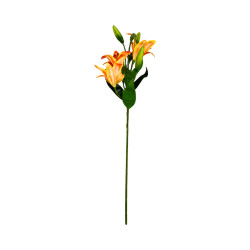 Tige lys orange artificiel 3 fleurs