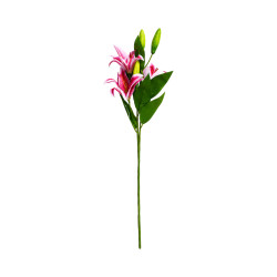 Tige lys rose bord blanc artificiel 3 fleurs