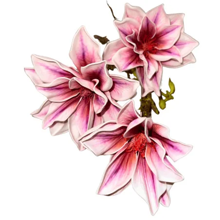 P08 Tige 3 Fleurs - Blc rouge foncé