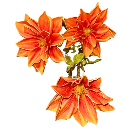 P08 Tige 3 Fleurs - Orange